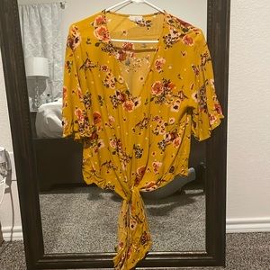 Floral mustard yellow blouse